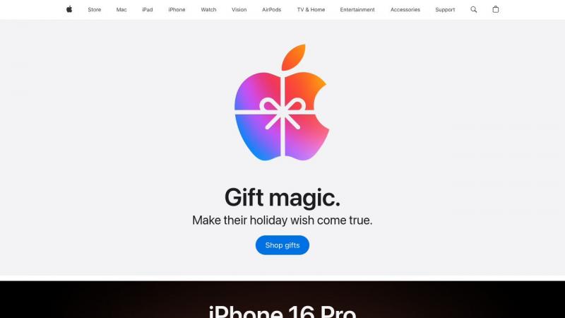 【Apple苹果】美国苹果Apple公司官方首页<b>※</b>2024年11月14日网站截图