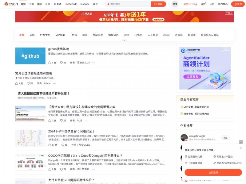 【CSDN博客】专业IT技术发表平台CSDN博客<b>※</b>2024年11月13日网站截图