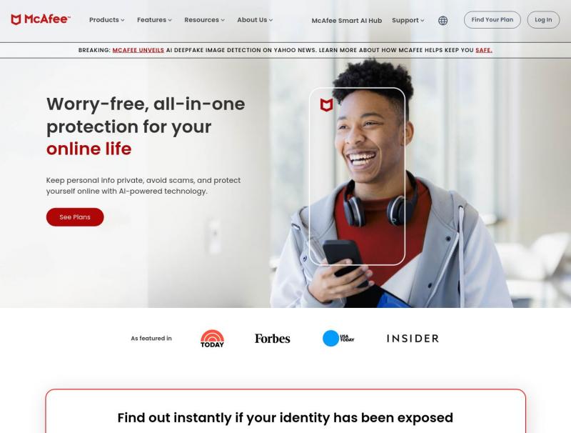 【McAfee-EN】McAfee | Antivirus, VPN, Cloud, Endpoint, & Enterprise Security<b>※</b>2024年10月28日网站截图