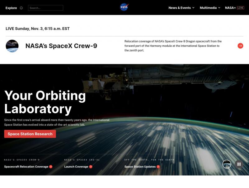 【NASA】美国国家航空航天局-NASA<b>※</b>2024年11月03日网站截图
