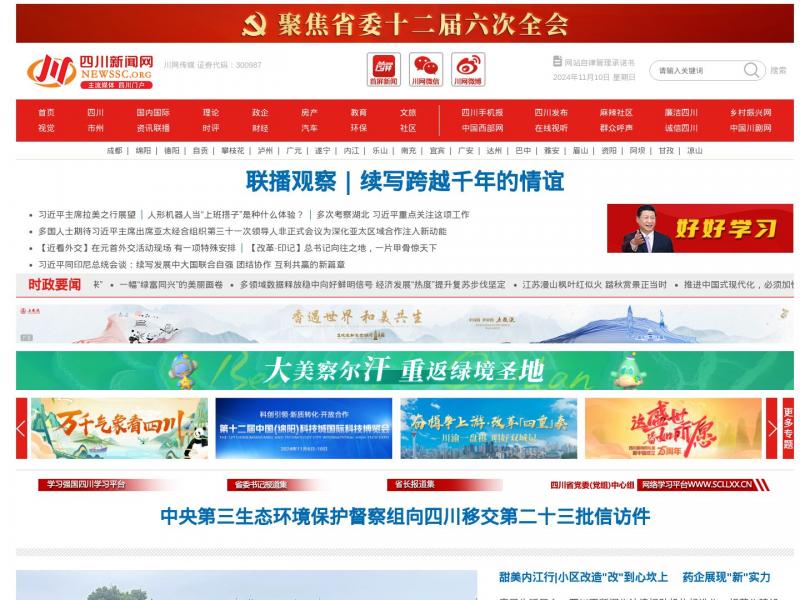【四川新闻网】主流媒体 四川门户新闻资讯<b>※</b>2024年11月10日网站截图