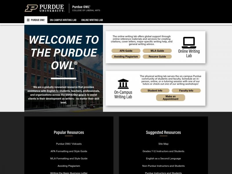 【Purdue OWL®】Purdue OWL® -  Purdue University<b>※</b>2024年05月02日网站截图