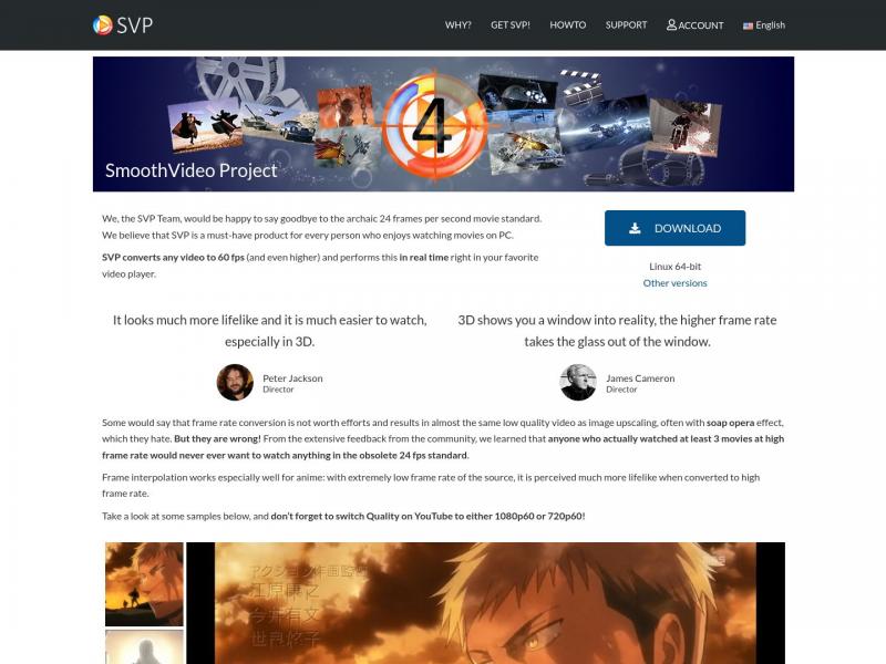 【SVPtube】SVP – SmoothVideo Project – Real Time Video Frame Rate Conversion<b>※</b>2024年03月21日网站截图