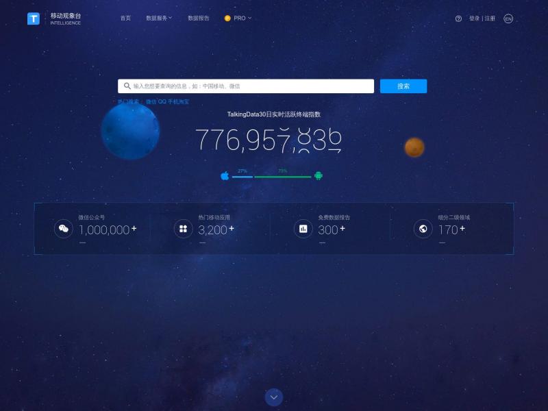 【移动观象台】TalkingData移动观象台—全球领先免费公开数据实时查询平台<b>※</b>2024年10月31日网站截图