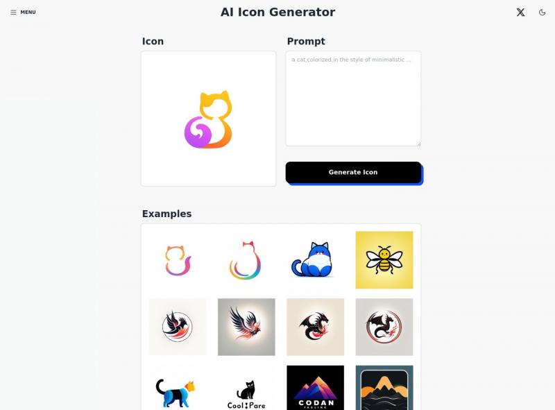 【AI图标生成器】输入提示词自动生成 logo 图标<b>※</b>2024年01月28日网站截图