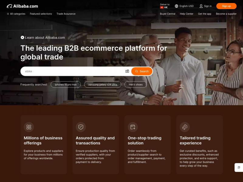 【Alibaba国际站】Alibaba.com: Manufacturers, Suppliers, Exporters & Importers from the world's largest online B2B marketplace<b>※</b>2024年10月18日网站截图