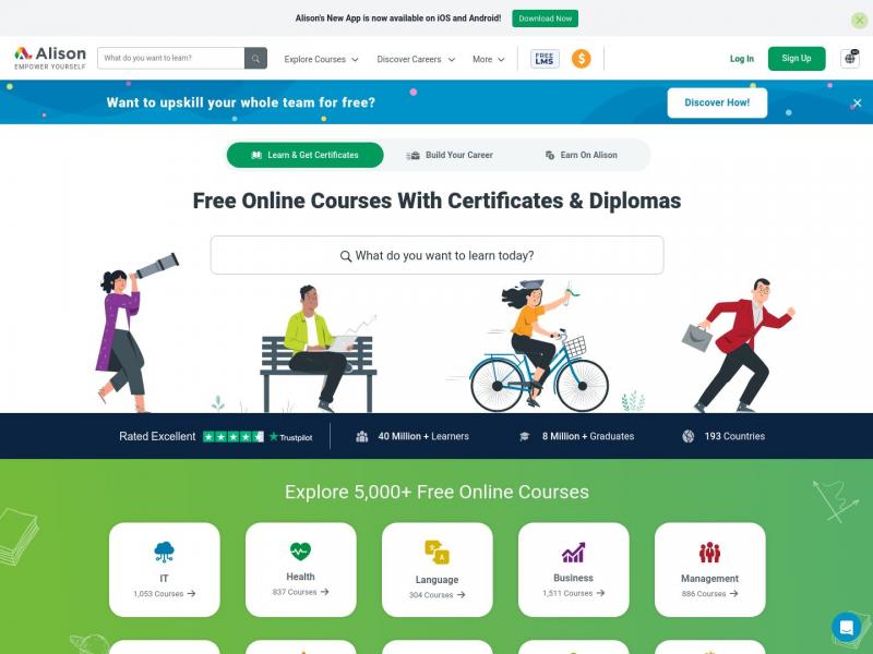 【alison courses】alison courses首页<b>※</b>2024年05月18日网站截图