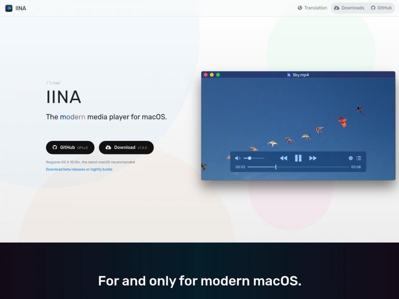 【IINA播放器】只适用于macOS系统的现代经典视频播放器_IINA<b>※</b>2024年11月08日网站截图