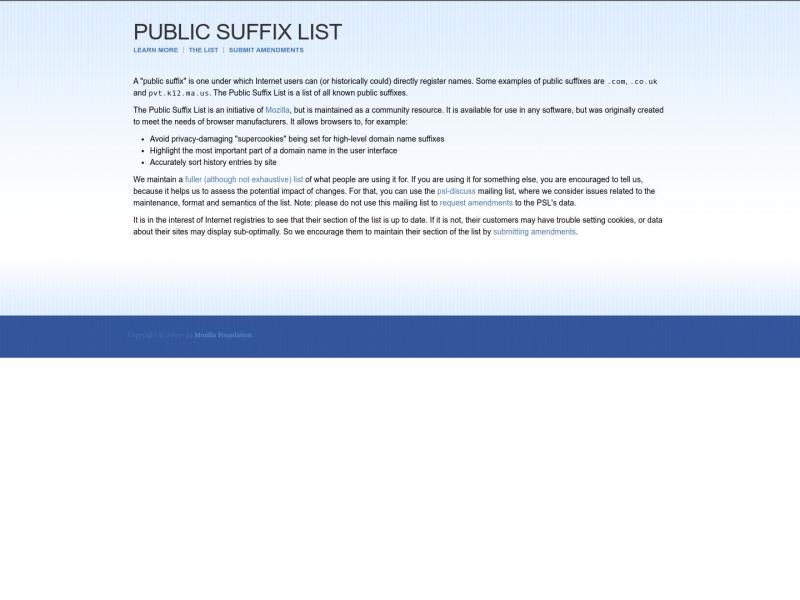 【Public Suffix List】publicsuffix,域名公开库,域名库,域名后缀,域名<b>※</b>2024年08月11日网站截图