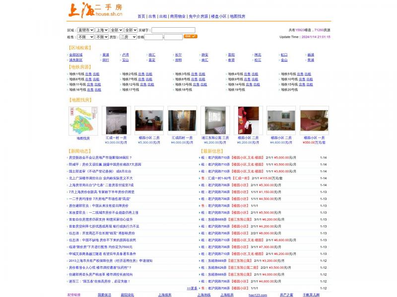 【上海二手房】2024年01月14日网站截图