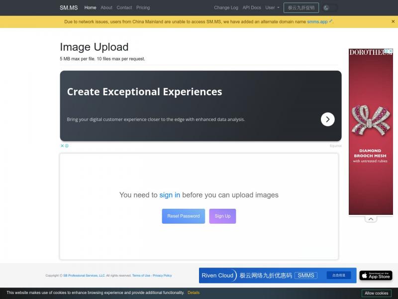 【SM.MS】Image Upload - SM.MS - Simple Free Image Hosting<b>※</b>2024年11月06日网站截图