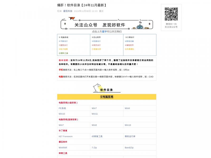 【软件目录】爆肝！软件目录【24年11月最新】<b>※</b>2024年11月24日网站截图