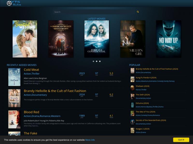 【YIFY Subtitles】subtitles for YIFY movies-YIFY Subtitles<b>※</b>2024年10月31日网站截图